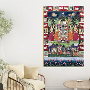 Lord Shrinathji Festival Celebration Pichwai Canvas Wall Painting