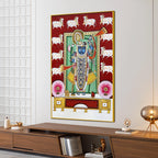 Lord Shrinathji Gau Mata Theme Pichwai Canvas Wall Painting