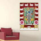 Lord Shrinathji Gau Mata Theme Pichwai Canvas Wall Painting