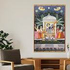 Lord Shrinathji Nathdwara Pushtimarg Krishna Temple Scene Pichwai Canvas Wall Painting