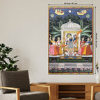 Lord Shrinathji Nathdwara Pushtimarg Krishna Temple Scene Pichwai Canvas Wall Painting