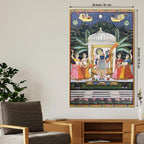 Lord Shrinathji Nathdwara Pushtimarg Krishna Temple Scene Pichwai Canvas Wall Painting