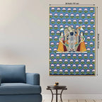Lord Shrinathji Nathdwara Style Lotus Pattern Pichwai Canvas Wall Painting