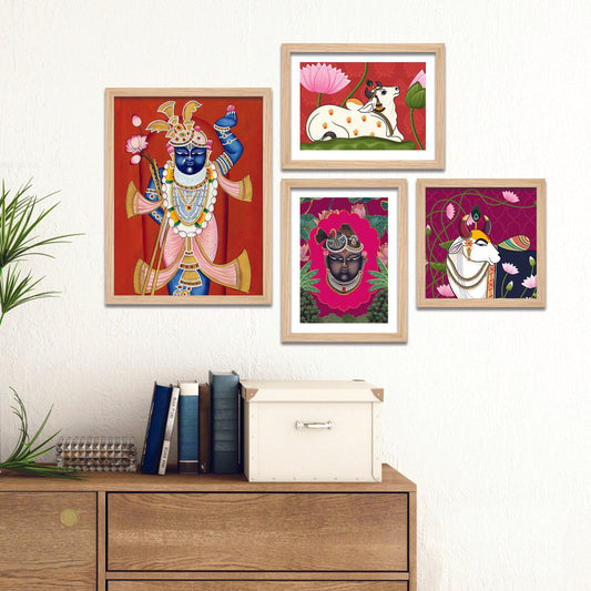 Lord Shrinathji Pichwai Wall Frame Set of Four