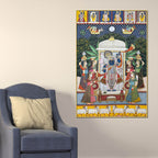 Lord Shrinathji Pushtimarg Krishna Temple Scene Pichwai Style Canvas Wall Painting