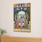 Lord Shrinathji Pushtimarg Krishna Temple Scene Pichwai Style Canvas Wall Painting