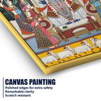 Lord Shrinathji Pushtimarg Krishna Temple Scene Pichwai Style Canvas Wall Painting