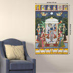 Lord Shrinathji Pushtimarg Krishna Temple Scene Pichwai Style Canvas Wall Painting