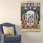 Lord Shrinathji Pushtimarg Krishna Temple Scene Pichwai Style Canvas Wall Painting