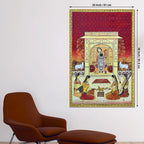 Lord Shrinathji Sandhya Kaal Seva Scene Pichwai Canvas Wall Painting