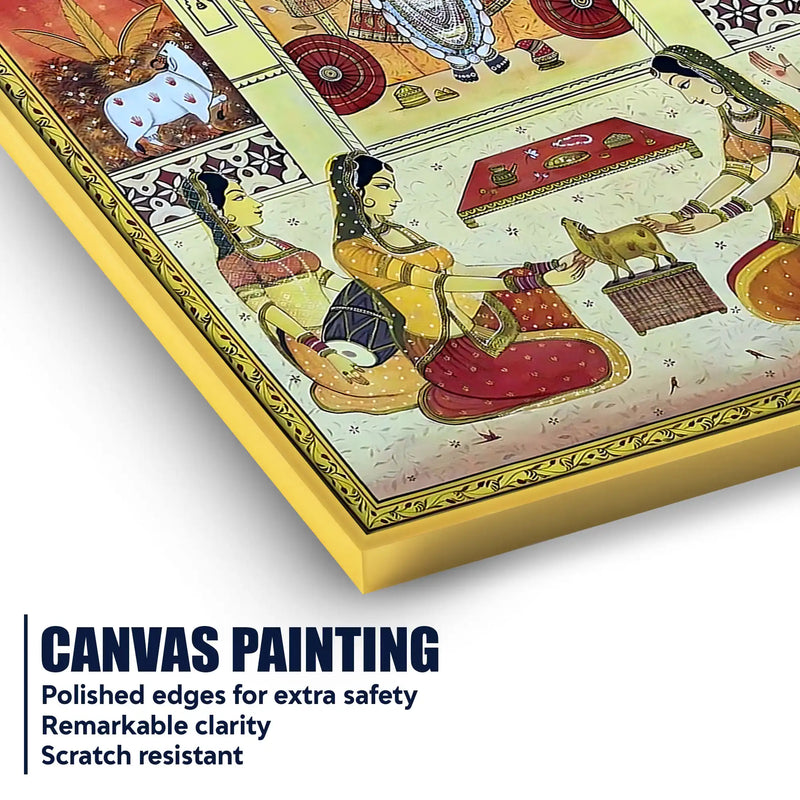 Lord Shrinathji Sandhya Kaal Seva Scene Pichwai Canvas Wall Painting