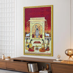 Lord Shrinathji Sandhya Kaal Seva Scene Pichwai Canvas Wall Painting