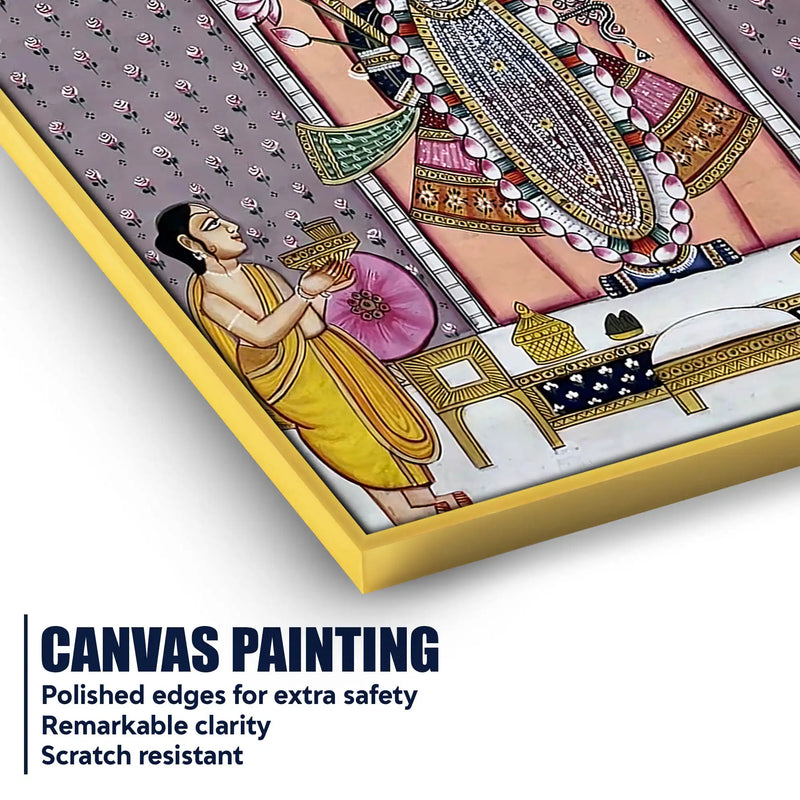 Lord Shrinathji Seva Scene Pichwai Canvas Wall Painting