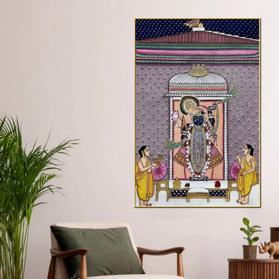 Lord Shrinathji Seva Scene Pichwai Canvas Wall Painting