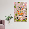 lord-shrinathji-standing-on-lotus-in-peaceful-garden-devotional-canvas-wall-painting