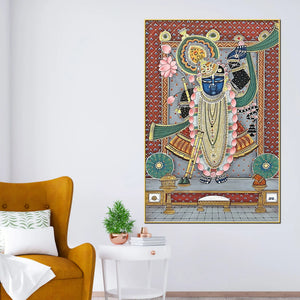 Lord Shrinathji Temple Style Pichwai Canvas Wall Painting