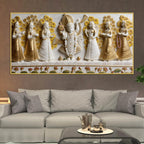 Lord Shrinathji with Devotees White and Golden 3D Canvas Wall Painting