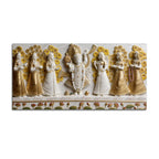 Lord Shrinathji with Devotees White and Golden 3D Canvas Wall Painting