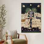 Lord Shrinathji with Sacred Cows Pichwai Style Canvas Wall Painting for Home