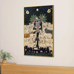 Lord Shrinathji with Sacred Cows Pichwai Style Canvas Wall Painting for Home