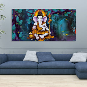 Lord Spiritual Ganesha Canvas Wall Painting