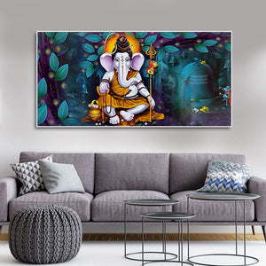 Lord Spiritual Ganesha Canvas Wall Painting