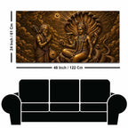 Lord Vishnu on Sheshnag with Narad Muni Metallic Look 3D Canvas Wall Painting