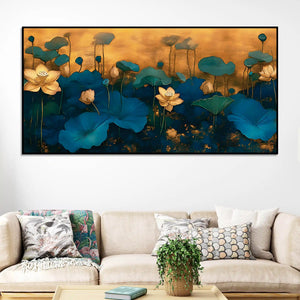 Lotus Bloom Abstract Modern Nature Wall Art Canvas Painting