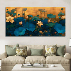 Lotus Bloom Abstract Modern Nature Wall Art Canvas Painting