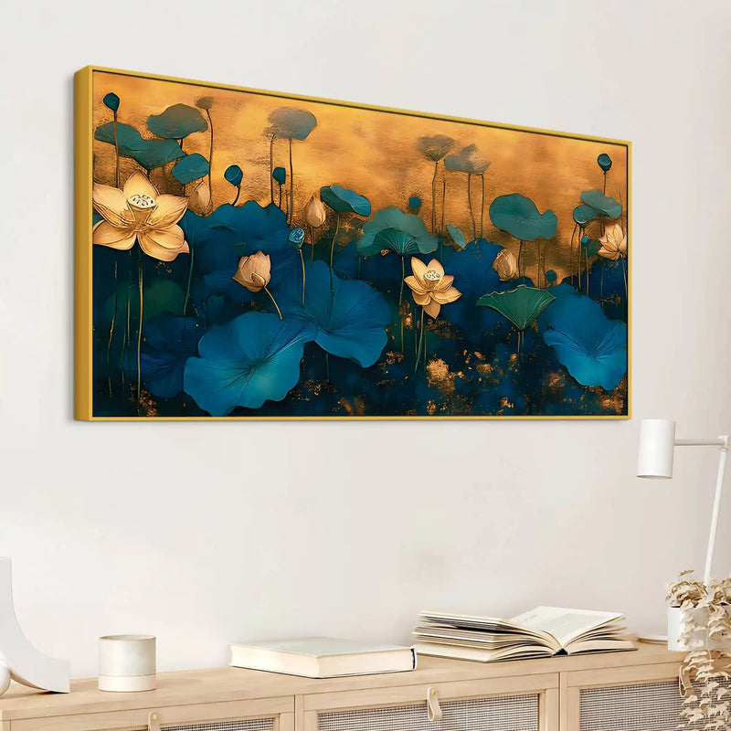 Lotus Bloom Abstract Modern Nature Wall Art Canvas Painting