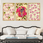 Lotus Floral Shrinath Ji Pichwai Canvas Wall Painting Set of Three