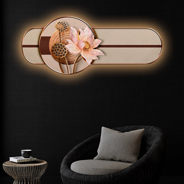 Lotus of The Paradise Crystal Glass Backlit LED Painting