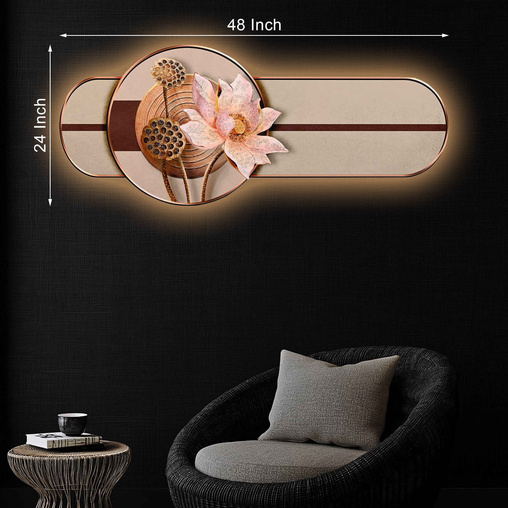 Lotus of The Paradise Crystal Glass Backlit LED Painting