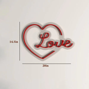 Love Text in Heart Neon LED Light