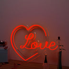 Love Text in Heart Neon LED Light