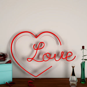 Love Text in Heart Neon LED Light