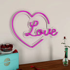 Love Text in Heart Neon LED Light
