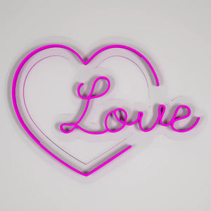 Love Text in Heart Neon LED Light