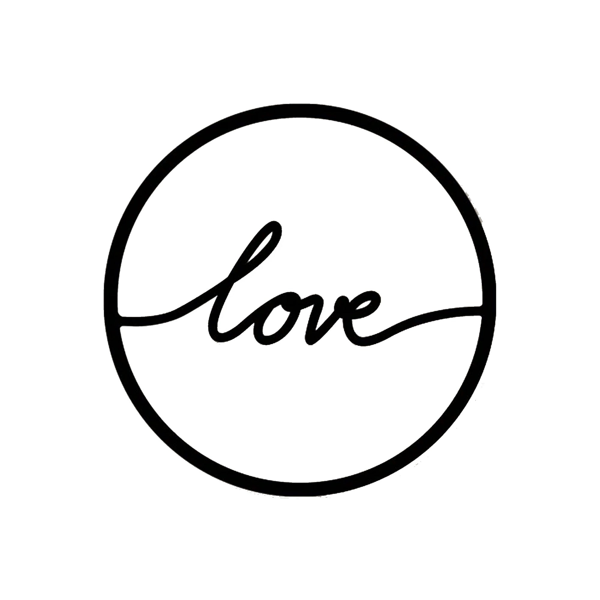 Love Text With Circle Frame Metal Art Wall Decor