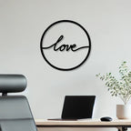 Love Text With Circle Frame Metal Art Wall Decor