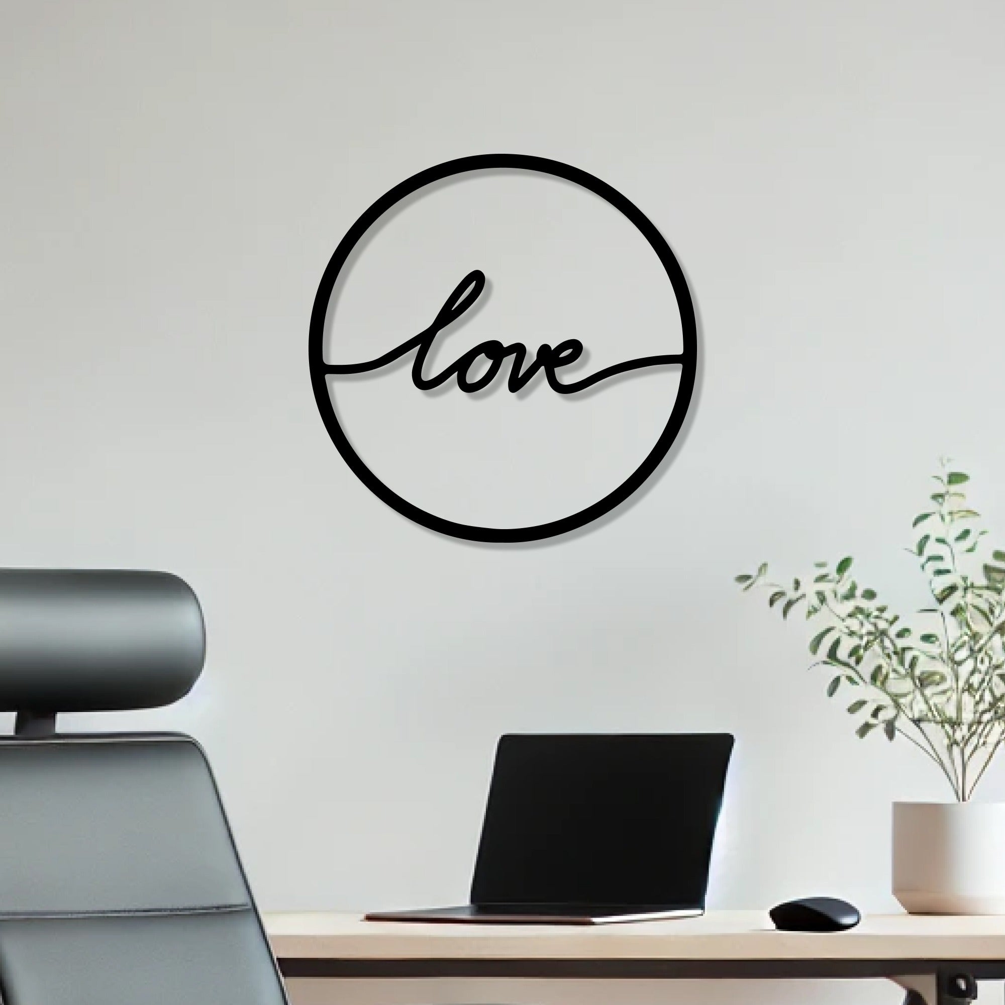 Love Text With Circle Frame Metal Art Wall Decor