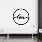 Love Text With Circle Frame Metal Art Wall Decor
