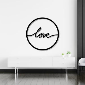 Love Text With Circle Frame Metal Art Wall Decor