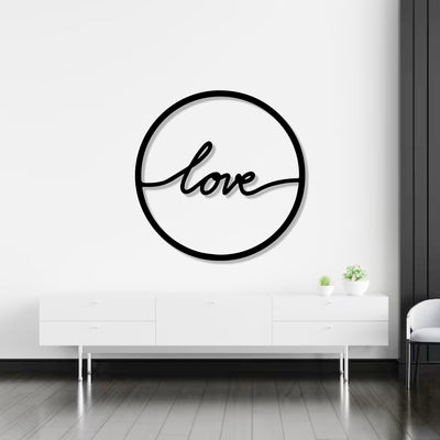 Love Text With Circle Frame Metal Art Wall Decor