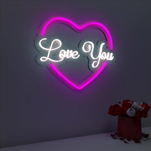 Love You Text in Heart Design Neon LED Light