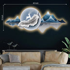 Luminous Deer & Feather Mountain Crystal Glass Backlit LED Painting