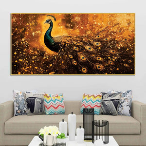 luminous-peacock-with-gilded-splash-feathers-canvas-wall-painting