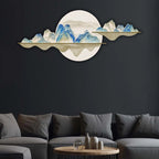Lunar Mountains Full Moon Crystal Glass Backlit LED Painting