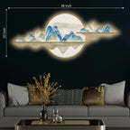 Lunar Mountains Full Moon Crystal Glass Backlit LED Painting