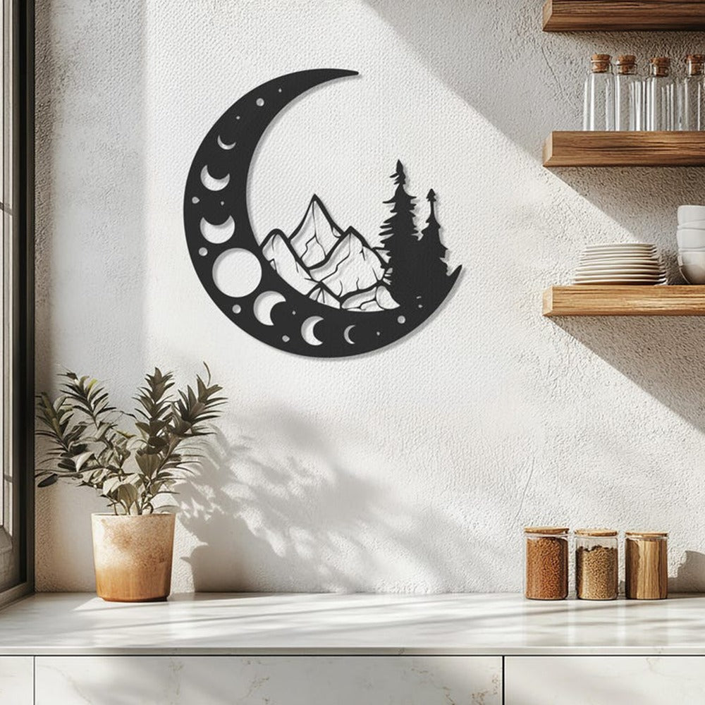 Lunar Mountainscape Metal Wall Art Decor